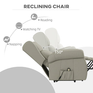 Fauteuil releveur à oreilles inclinable électrique avec repose-pieds, blanc crème