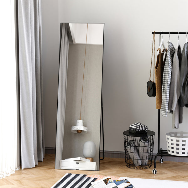 Full-length mirror, floor-standing or wall-mounted, black
