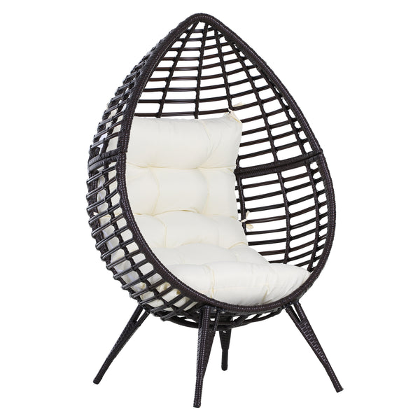 Fauteuil suspendu en rotin avec coussin trapézoïdal