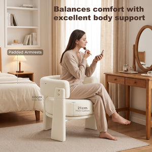 Sherpa armchair with lumbar cushion, cream white