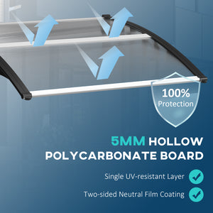 Auvent de porte en polycarbonate transparent de 3,4 x 3,2 pieds