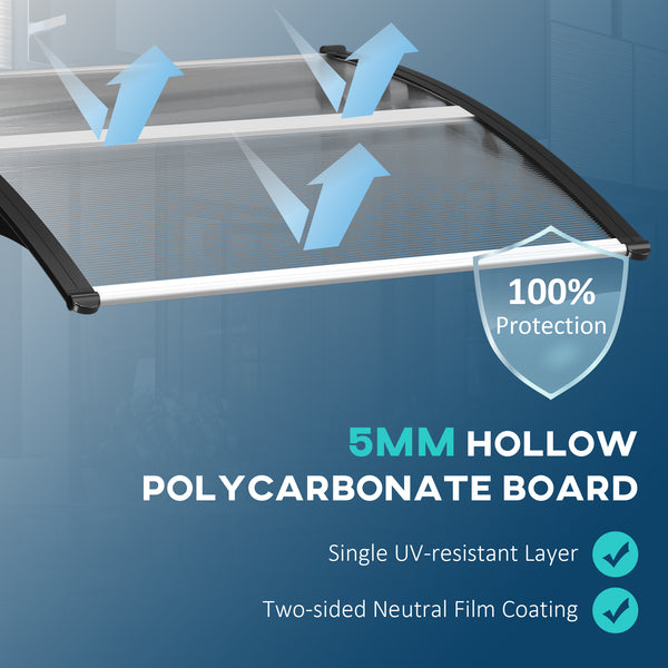 Auvent de porte en polycarbonate transparent de 3,4 x 3,2 pieds