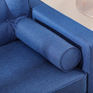Canapé Mid-Century avec coussin de dossier capitonné, bleu foncé