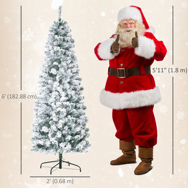 Sapin de Noël artificiel pré-éclairé de 6 pieds, fin avec lumières LED blanc chaud