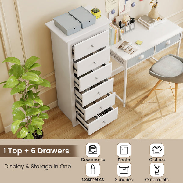 6-drawer bedroom dresser, White
