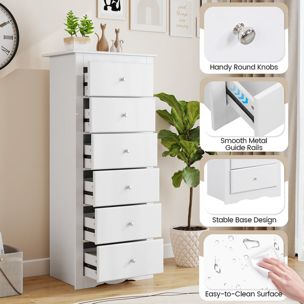 6-drawer bedroom dresser, White