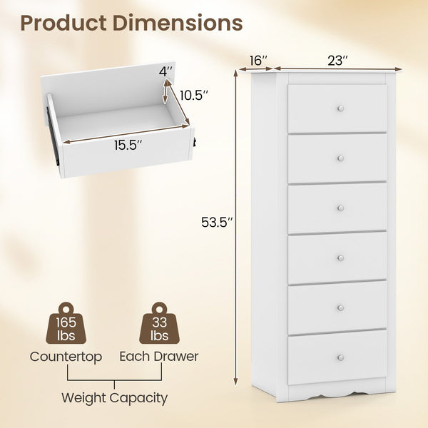 6-drawer bedroom dresser, White