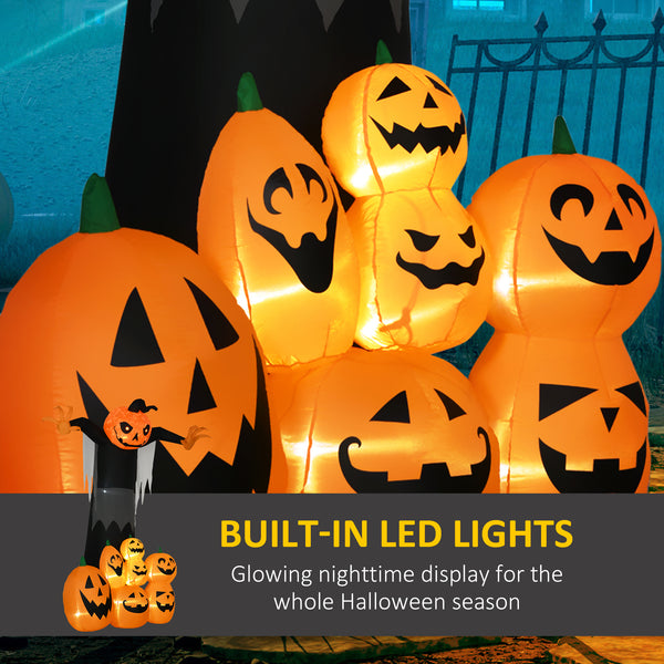 Décoration gonflable d'Halloween 2,7 m, citrouille fantôme avec citrouilles, affichage LED extérieur gonflable