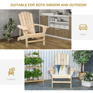 Chaise Adirondack en bois , chaise d'extérieur Muskoka à lattes, couleur naturelle