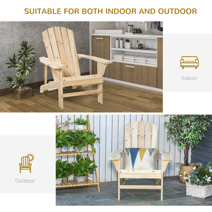 Chaise Adirondack en bois , chaise d'extérieur Muskoka à lattes, couleur naturelle