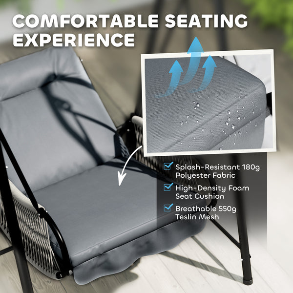 Fauteuil suspendu avec support et coussin d'assise inclus, gris clair