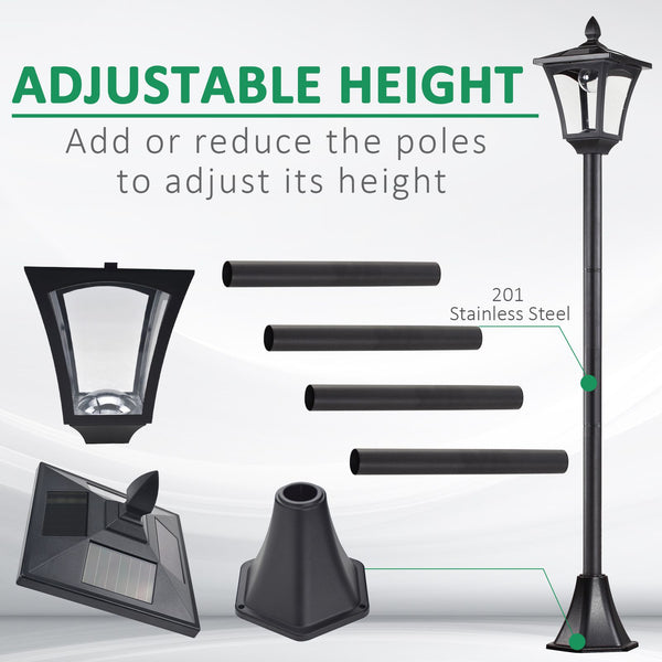 Lampadaire solaire simple, noir