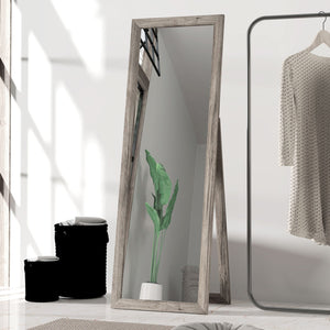 Miroir intégral pour chambre à coucher, salon, grain de bois gris