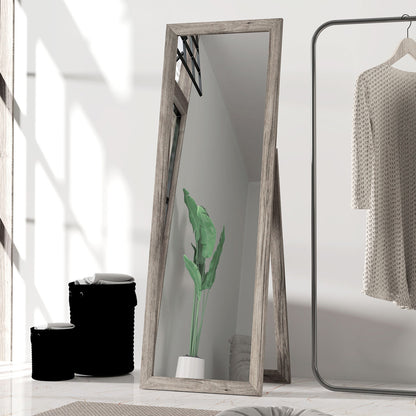 Miroir intégral pour chambre à coucher, salon, grain de bois gris