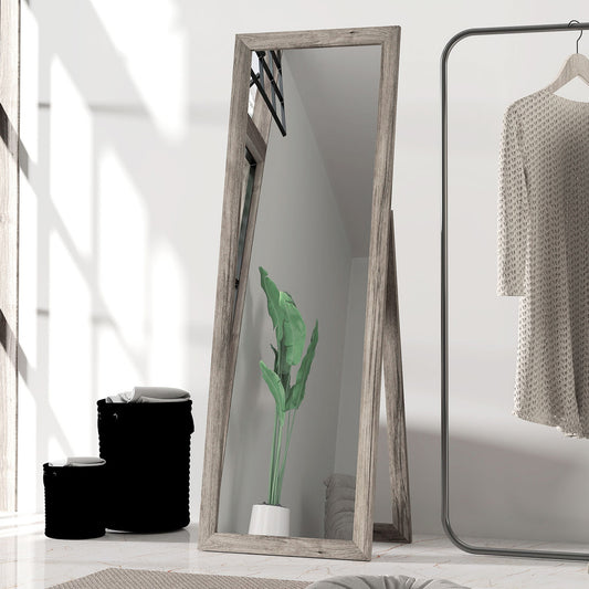Miroir intégral pour chambre à coucher, salon, grain de bois gris