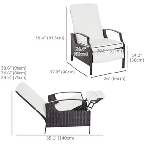 Fauteuil inclinable d'extérieur en rotin, coussin blanc