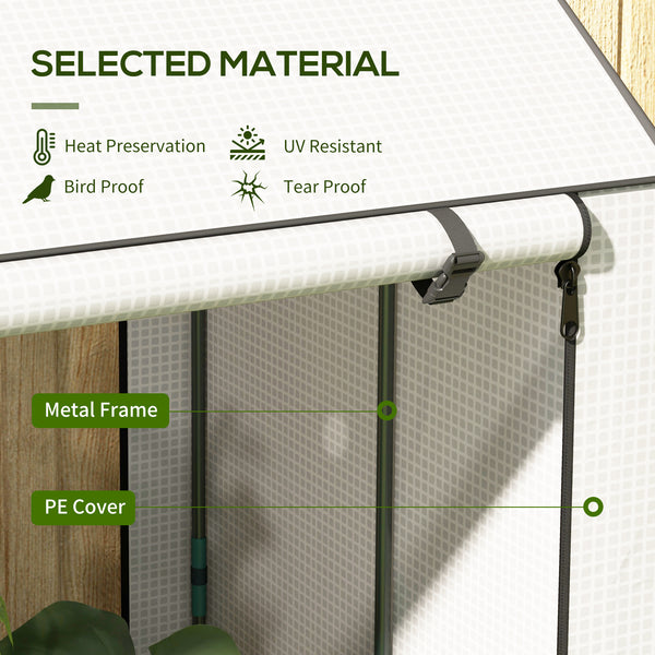 Portable tomato greenhouse with roll-up door, white