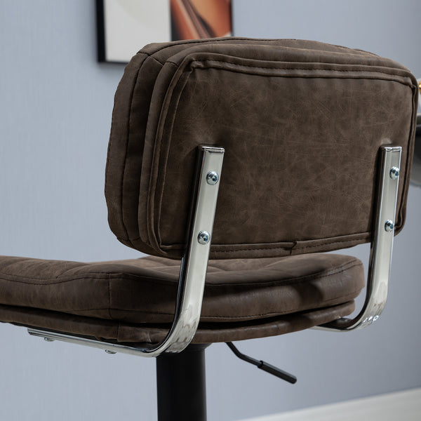 Set of 2 Counter Height Swivel Bar Stools with Adjustable Height, Backrest and Footrest, in PU Leather
