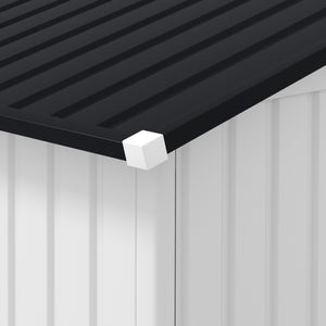 Abri de jardin 11' x 13' avec ensemble de fondation, en métal avec portes doubles, blanc