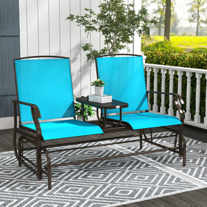 Fauteuil à bascule pour 2 personnes, banc de jardin, bleu