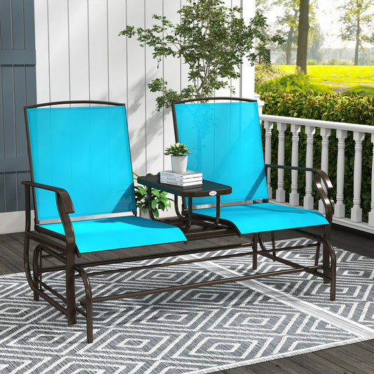 Fauteuil à bascule pour 2 personnes, banc de jardin, bleu