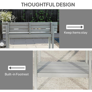 Table de bar rectangulaire d'extérieur avec repose-pieds intégré, grise