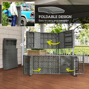 Chaise longue pliante en osier avec dossier réglable sur 4 niveaux, grise