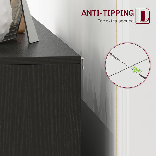 Modern sideboard with adjustable shelves and 4 doors, black