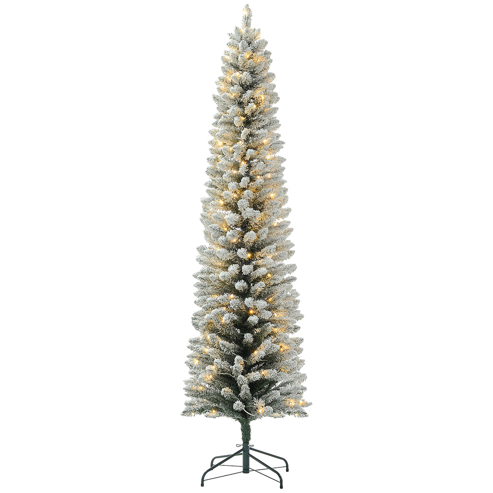 Sapin de Noël artificiel vert de 7 pieds pré-éclairé avec lumière LED blanc chaud