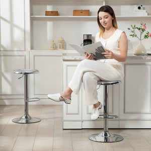 Set of 2 steel bar stools, silver