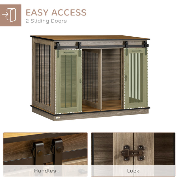 Meuble cage avec panneau de séparation, chêne