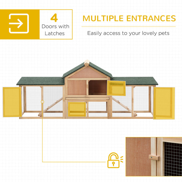 Large wooden hutch with double enclosure, pull-out tray and access ramps