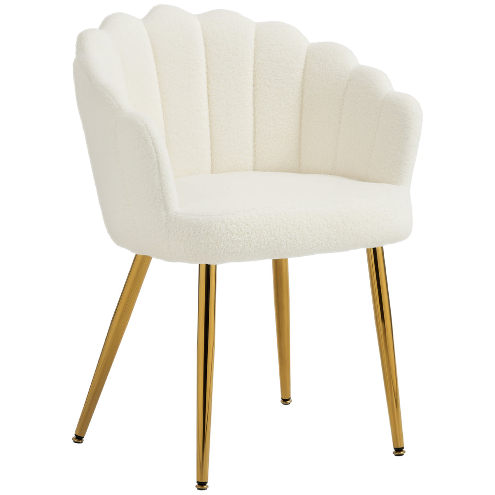 Fauteuil d'appoint, dossier à pétales, style moderne, pieds en métal, couleur crème