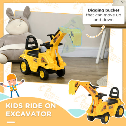 3 in 1 Ride-on Toy Excavator Pull Back Shovel Pretend Play Construction Truck