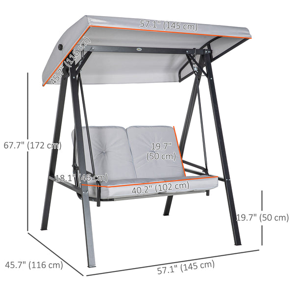 Balancelle 2 places avec auvent réglable, grise