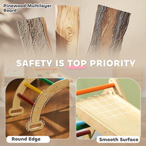 Ensemble triangle Pikler 5 en 1 avec échelle, rampe et arche, multicolore