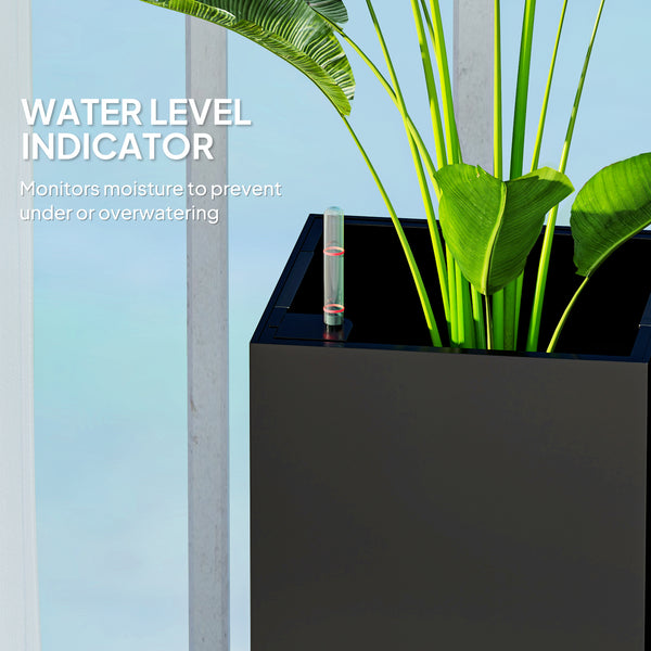 Lot de 2 jardinières avec indicateur de niveau d'eau, noir