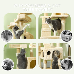 Arbre à chat à plusieurs niveaux de 173 cm, beige