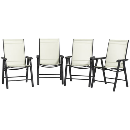 Ensemble de 4 chaises pliantes d'extérieur confortable avec accoudoirs, beige