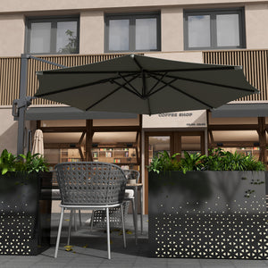 Parasol déporté 10 pieds avec mât en aluminium et inclinaison réglable, gris