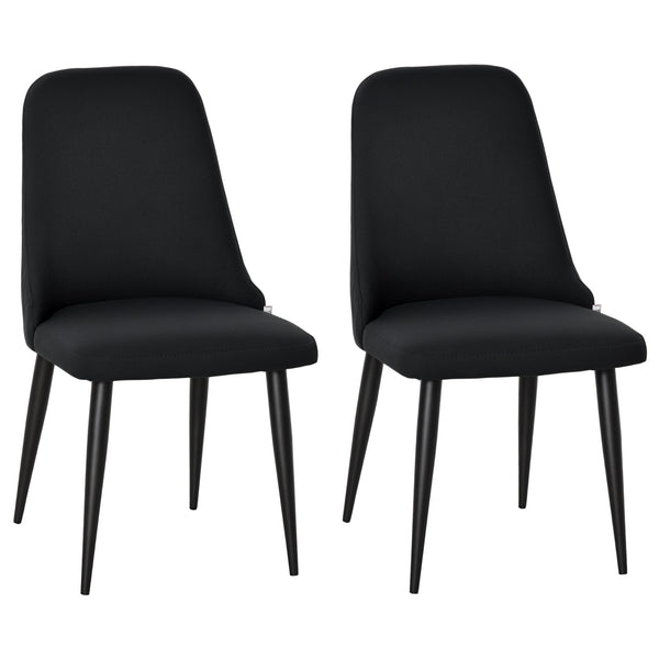 Set of 2 black upholstered fabric chairs