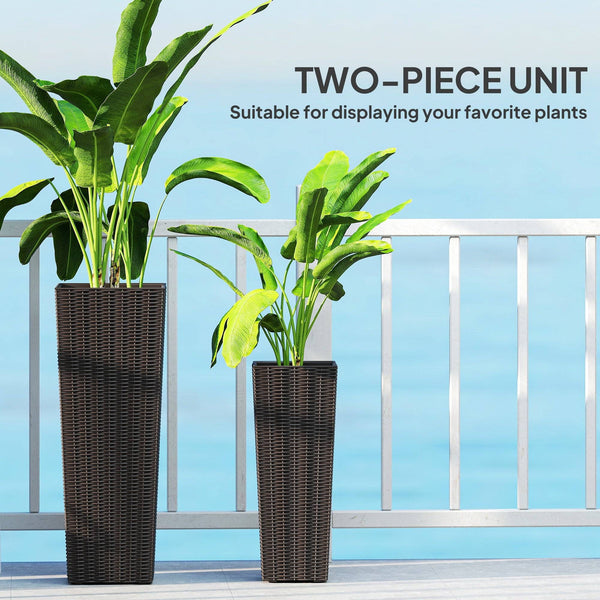 Lot de 2 grandes jardinières pour plantes d'extérieur avec trous de drainage, pots de fleurs d'extérieur