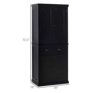 Armoire de cuisine haute avec tiroir et étagères réglables, noir