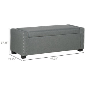 Banc de rangement rabattable rembourré en tissu, gris clair
