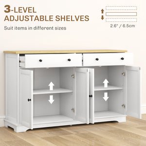 Modern sideboard with storage drawers and adjustable shelves - White.