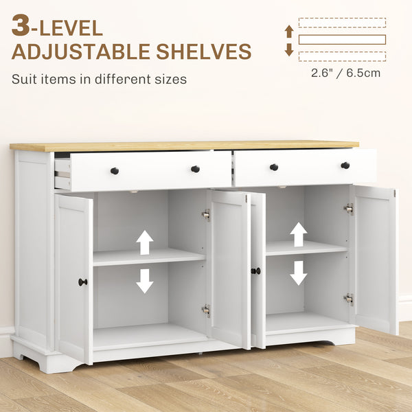Modern sideboard with storage drawers and adjustable shelves - White.