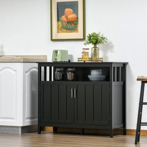 Buffet avec 2 portes et étagères réglables pour cuisine et salle à manger, noir