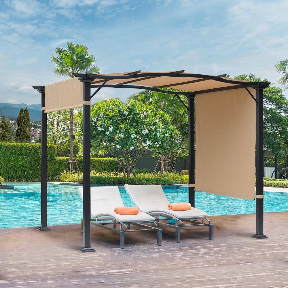 Pergola 8 x 10 avec deux auvents latéraux réglables