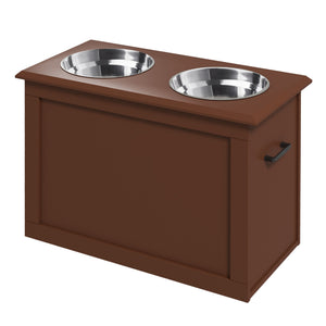 Gamelles surélevées avec rangement, marron