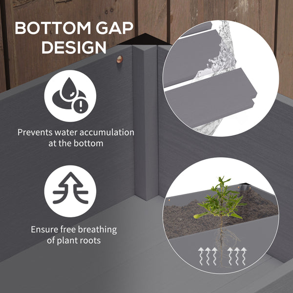 Jardinière surélevée avec pieds, cadre en métal et en bois pour jardin et terrasse, gris